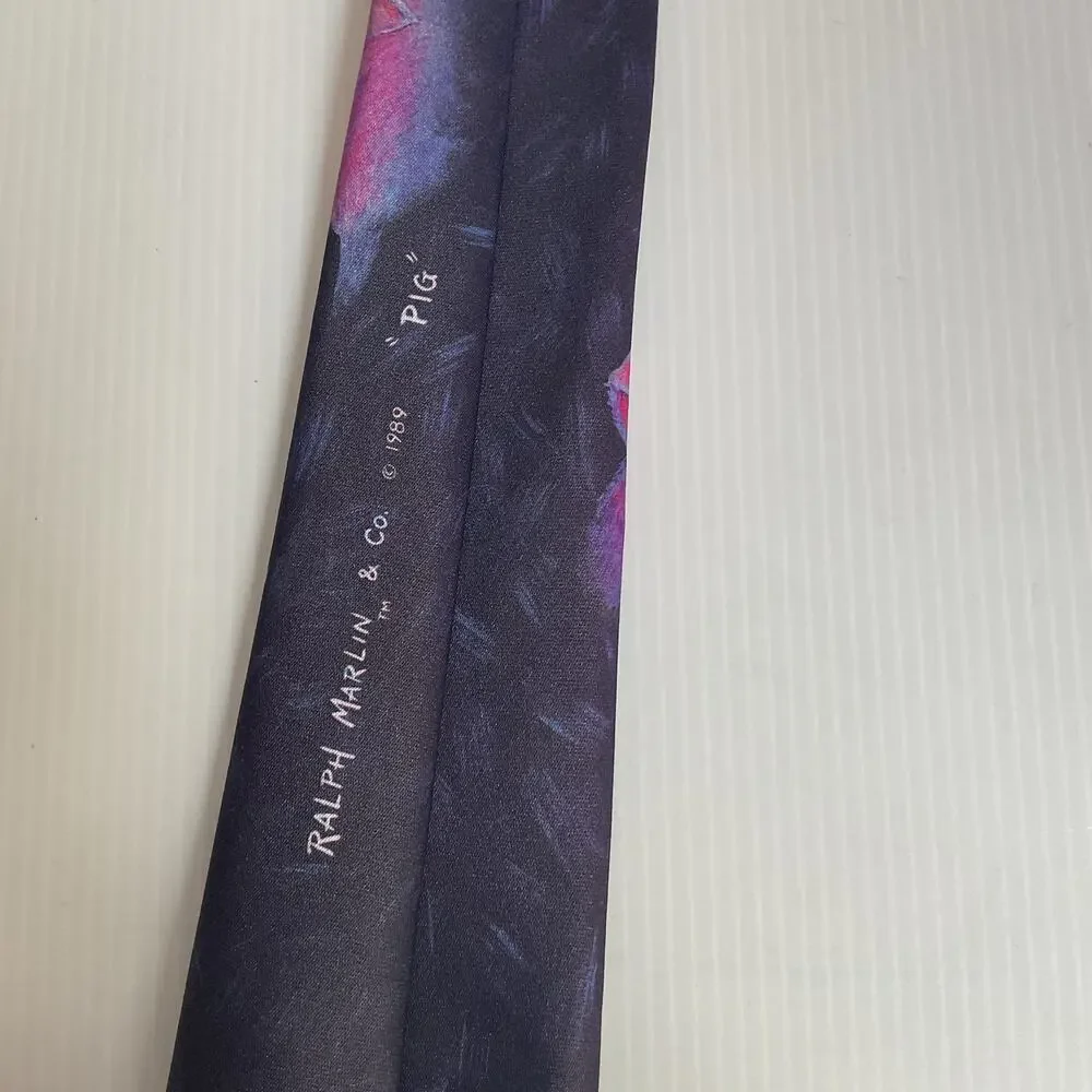 Vintage 1989 Ralph Marlin Pig Tie Elaine Heikman Novelty Made USA Rare